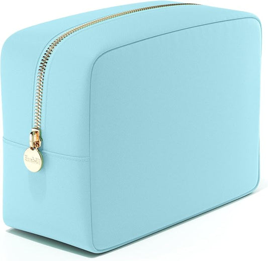 Embla Makeup Bag Travel Cosmetics Pouch and Toiletry Bag, Nylon Zipper Pouch Purse, Cute Make Up Organizer Storage Tote for Women Girls, Waterproof Travel Skincare Case, Large Makeup Bags, Cotton Candy