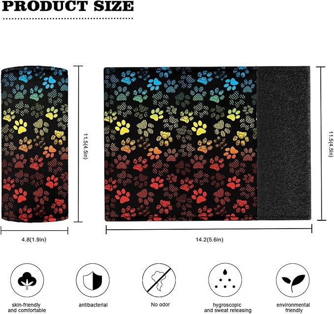 KUIFORTI Colorful Paws Luggage Handle Protection Sleeve Cover Set of 2 Pcs, Personalized Luggage Handle Wrap Grip for Suitcase Portable Luggage Identifiers Marker Grips Protector