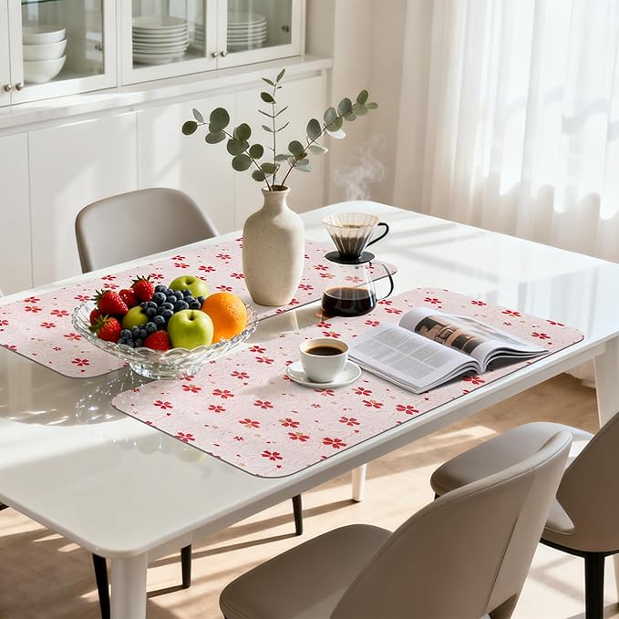 FIFTY FEET 18"x96" Non-Adhesive Shelf Liner for Kitchen Cabinets and Drawers, Washable Non-Slip PVC Cabinet Liner (Red Floral)(9 Roll)