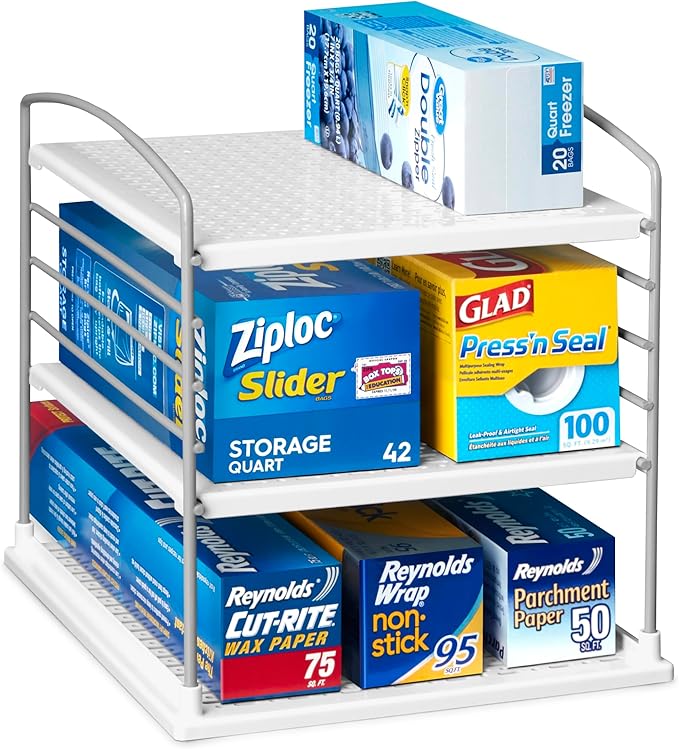 YouCopia UpSpace Adjustable Box Organizer for Foil Wrap and Kitchen Cabinet Storage,Original,White,(Pack of 6)