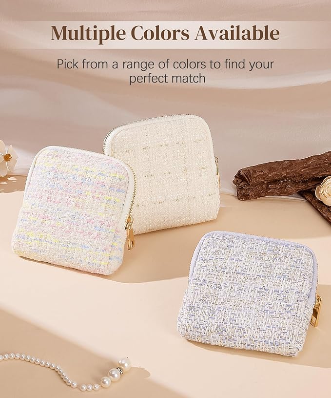 Women Travel Jewelry Case: Soft Bag with 5 Pouches for Ring Earring Necklace - Christmas and Birthday Gifts Choice (White)