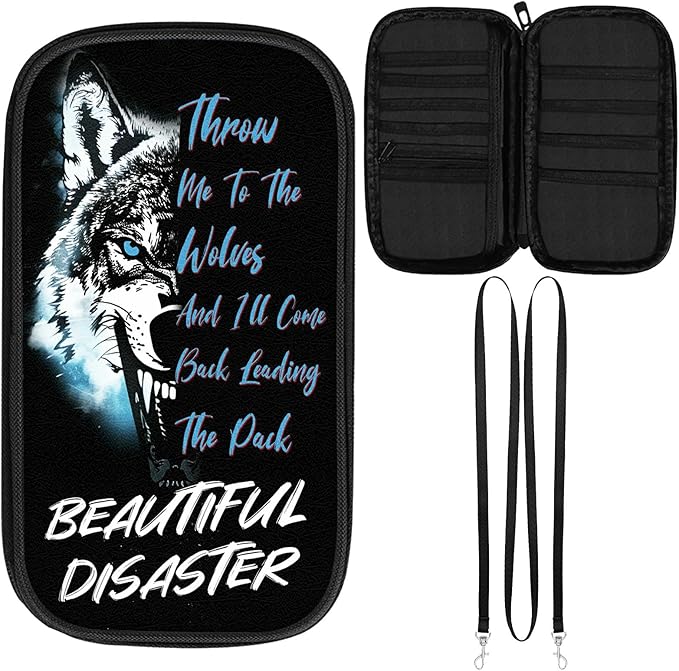 Wolf Black Multiple Passport Holder for Family, Travel Passport Wallet RFID Blocking Waterproof Bag Document Organizer withWrist Strap, Family Passport Holder for 8 to 10