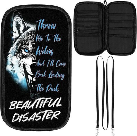 Wolf Black Multiple Passport Holder for Family, Travel Passport Wallet RFID Blocking Waterproof Bag Document Organizer withWrist Strap, Family Passport Holder for 8 to 10