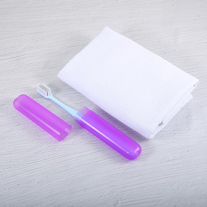 VOCOSTE 2 Pcs, Toothbrush Travel Case, Plastic, Lightweight, Purple, 7.48"x1.06"