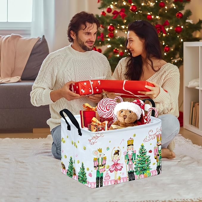 Christmas Basket Box Hamper Storage Basket Collapsible Organizer Bin Gift Shelf Baskets for Home and Kitchen Storage