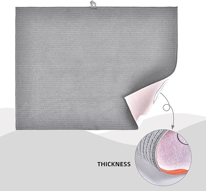 Watercolor Daisy White Dish Drying Mat for Kitchen Counter, Microfiber Absorbent Dish Draining Mat, Large Kitchen Drying Mat Heat Resistant Drying Pad for Dishes Utensils Countertops Sinks 18x24 Inch