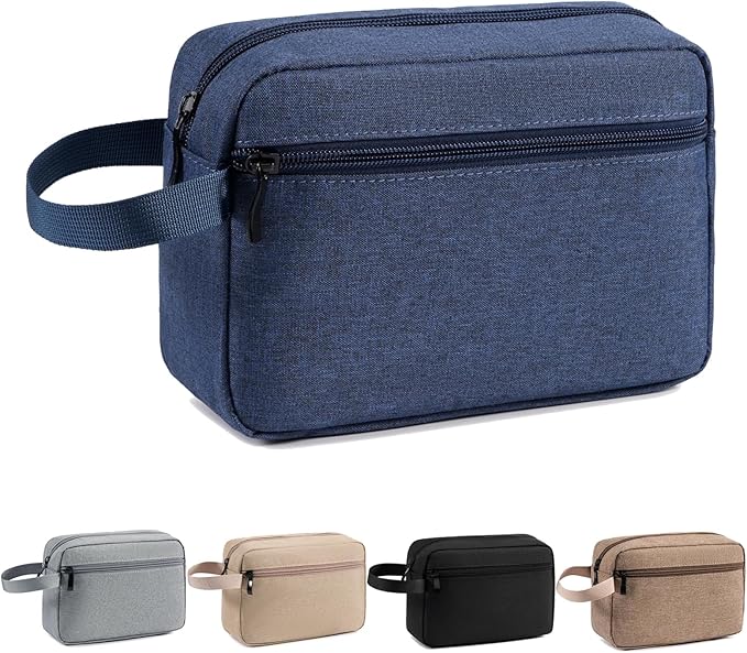 Travel Toiletry Bag, Small Cosmetic Bag, Hanging Water-Resistant Organizer for Men & Women, Ideal for Makeup, Shaving Kit, Gym Essentials & Travel Accessories (Blue)