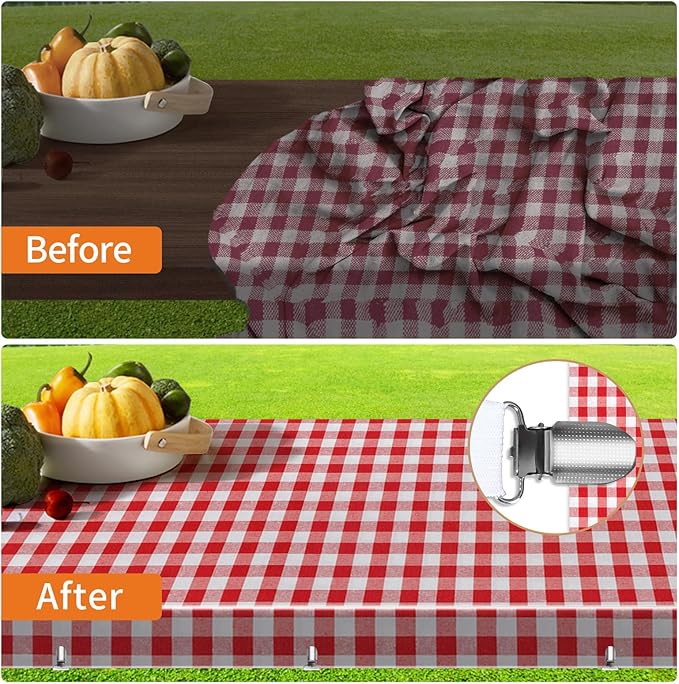 Table Cloth Holder Clips Hidden Straps 5 Pack, Adjustable Elasticity Picnic Tablecloth Clips, Large Clamps for Thick Tables Bench Cover Indoor Outdoor Party Restaurant Camping RV Essential (white)