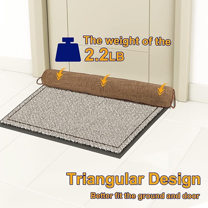 NABOWAN 32" Weighted Under Door Draft Stopper - Triangular Door Draft Blocker with Hook Loops for Easy Install, Save Energy, Home Room Essentials
