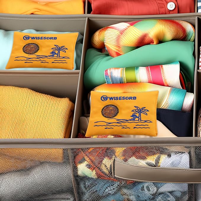 50g x 6 Packs Rechargeable Desiccant Packs, Orange Indicating Silica Gel Packets, Moisture Absorber for Storage, Seeds, 3D Filaments, Electronics, Safes, Luggage - Reusable Dehumidifier Bags