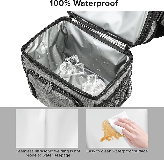 Insulated Lunch Bag for Women Men, Reusable 3 Layers Lunch Box Women, Expandable Reusable Water-resistant Lunch Box for Work Travel Office Picnic Hiking