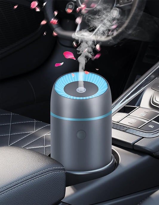 Portable Mini Ultrasonic Essential Oil Diffuser - 100ml USB Aromatherapy Humidifier with 7-Color LED Lights, Upgraded Aluminum Alloy Shell for Home, Office, Bedroom, Car & Small Spaces (Grey)