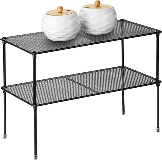 2-Pack Kitchen Cupboard Shelf Organizer for Cabinet, Expandable & Stackable Counter Cupboard Organiser, Storage Rack for Bathroom, Kitchen, Laundry Room