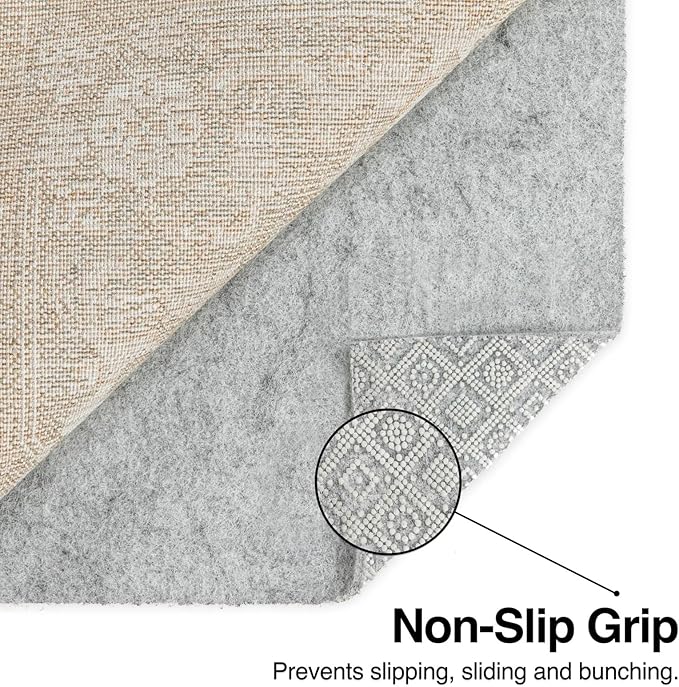 WELL WOVEN Premium 1/4" Thick Felt Rug Pad 2x6 - Non Slip Rubber Backing for Hard Floors & Carpet - Easy Cut to Size for Custom Fit - Superior Cushioning & Floor Protection Shield
