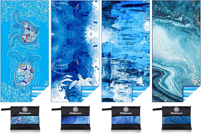 Widdonen Lightweight Thin Microfiber Beach Towel Sand Free Quick Dry Absorbent Compact Soft Pool Swim Travel Towels Extra Large Oversized Beach Accessories Packable Essentials Stuff Gifts for Adult