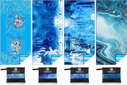 Widdonen Lightweight Thin Microfiber Beach Towel Sand Free Quick Dry Absorbent Compact Soft Pool Swim Travel Towels Extra Large Oversized Beach Accessories Packable Essentials Stuff Gifts for Adult
