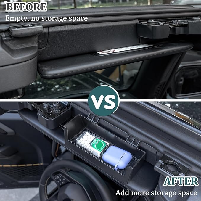 TOPINSTALL Sun Visor Sunglass Holder Compatible with 2021-2026 Ford Bronco 2/4 Door, Glasses Box Card Storage Organizer Interior Accessories 1 Pack Black (Not for Sport Model)