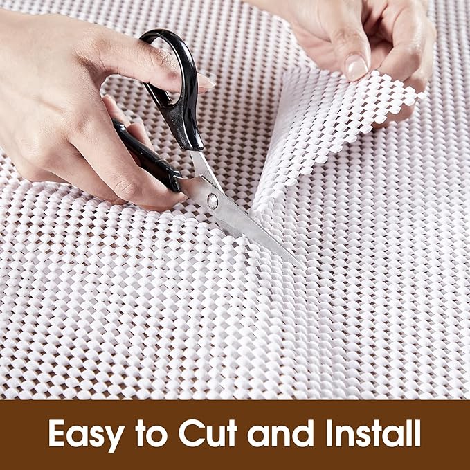 Shelf Liner for Kitchen Cabinet, Drawer Liners Non Slip Non Adhesive Thick Mat, Breathable Dresser Pantry Bathroom Protector, White, 20" x 120"