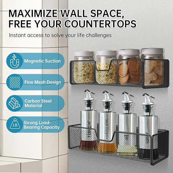 2 pack Magnetic Basket Organizer Holder for Fridge Magnetic Shelf Magnetic Storage Bin Box Containers for Refrigerator Whiteboard Classroom Magnetic Organizer