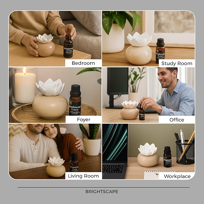 ScentFlow Passive Aroma Diffuser Starter Kit - Essential Oil Diffuser for Home Fragrance, Aromatherapy, & Luxury Scent Diffusion, Refillable Eco-Friendly, Includes 0.67 fl oz Gardenia Oil
