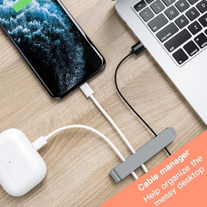 Pzoz Cable Clips, 3 Pack Cord Organizer Charger Cable Management for Organizing Home Office Desk Phone Car Cable Wire, Self-Adhesive Cord Holders (Gray)
