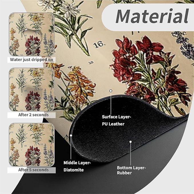 Kitchen Sink Splash Guard，Vintage-wildflowers Faucet Mat Sink Gadgets-Super Absorbent Fast Drying Mat Drip Catcher for Kitchen, Bathroom,Sink Mat, Dish Drying Mat, Bathroom(15" X 5.5" )