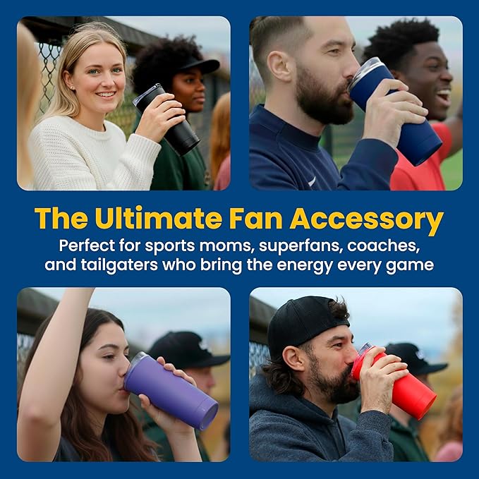 The LoudCup Blow Horn Tumbler, Cheer & Sip 2-in-1 Reusable Water Bottle with Built-In Horn for Sports Games, Tailgates, Parties & Events, BPA-Free