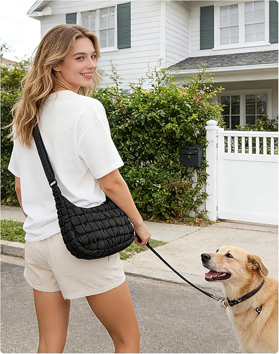 BAGSMART Quilted Crossbody Bag for Women, Lightweight Puffer Purse for Travel, Daily Use & Work | Water-resistant, Puffy Shoulder Bag, w/ Adjustable Strap, Light & Comfortable, Hands-free Bags, Travel Essentials