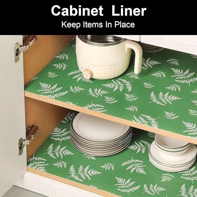 Cooyes Shelf Liners for Kitchen Cabinets Refrigerator Liners Waterproof & Oil-Proof Kitchen Cupboard Liner Drawer Mats EVA Material Non Adhesive Fridge Liner for Shelves（11.8" W x 236" L）