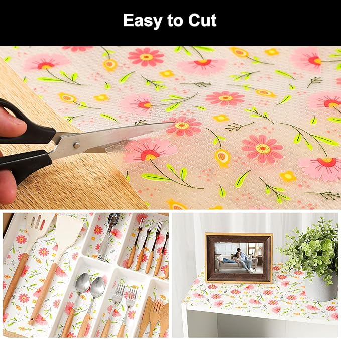 Cooyes Shelf Liner – Premium Non-Adhesive Cabinet & Drawer Liner for Kitchen – Waterproof Shelf Paper with Modern Pattern – Durable EVA Cabinet Mat – Easy to Cut (23.6" W x 236" L)