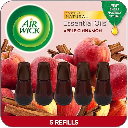 Air Wick Essential Mist Refill, 5 ct, Apple Cinnamon, Essential Oils Diffuser, Air Freshener