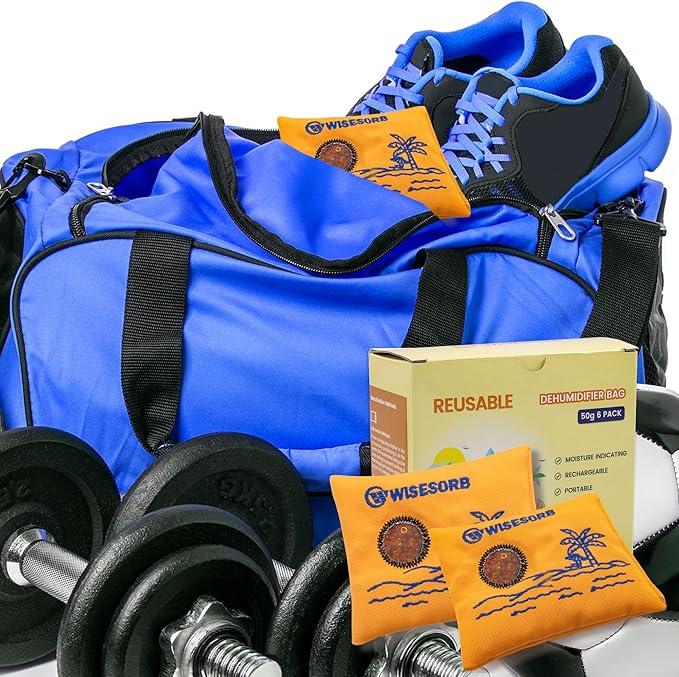 50g x 6 Packs Rechargeable Desiccant Packs, Orange Indicating Silica Gel Packets, Moisture Absorber for Storage, Seeds, 3D Filaments, Electronics, Safes, Luggage - Reusable Dehumidifier Bags