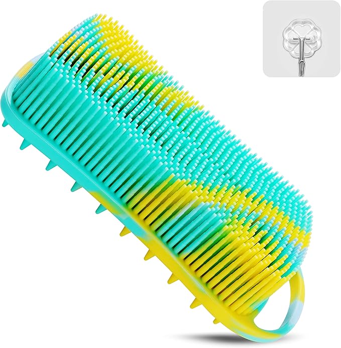 2PCS Silicone Body Scrubber, Loofah for Women, Gentle Exfoliating Shower Cleaner Bath Brush, Rubber Body Wash Deep Cleaning & Exfoliator & Massage, Travel-Friendly for Bathroom