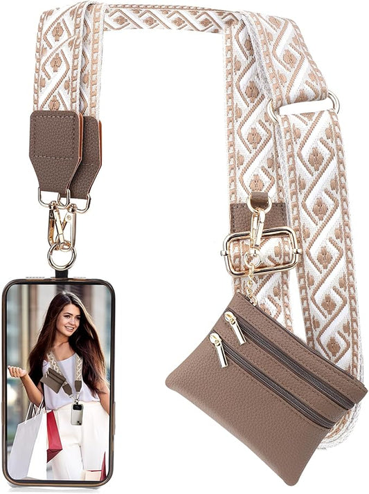 XANGNIER Clip and Go Strap for Phone with Wallet Crossbody, Phone Strap with Zippered Wallet, Adjustable Anti-Theft Cellphone Lanyard for Women, Cellphone Chain Accessories, Multicolor 5