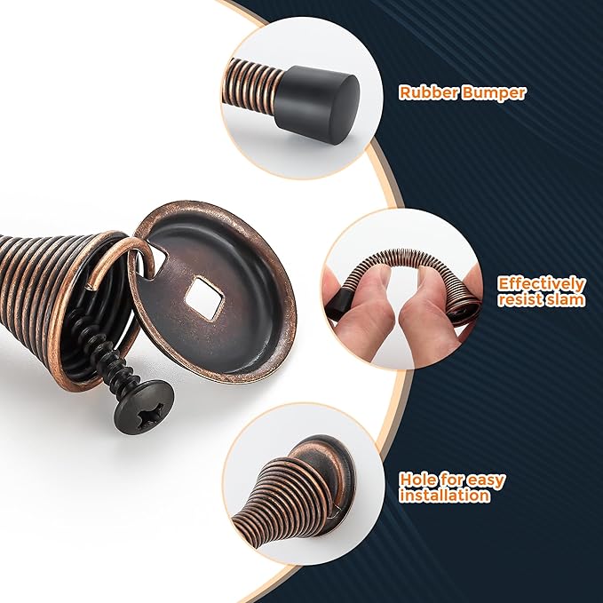 Ravinte Door Stoppers, 36 Pack Spring Door Stops with Rubber Bumper, Oil Rubbed Bronze Door Stoppers for Bottom of Door