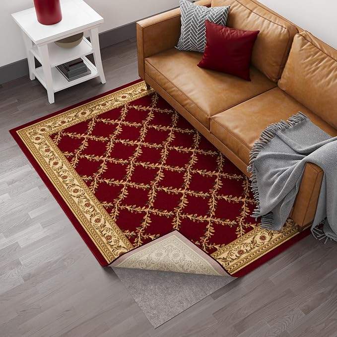 Ottomanson 3' x 6' Non-Slip Rug Pad Gripper 1/4 Inch Thick Dual Surface Felt + Rubber Gripper - Safe for All Floors, Brown