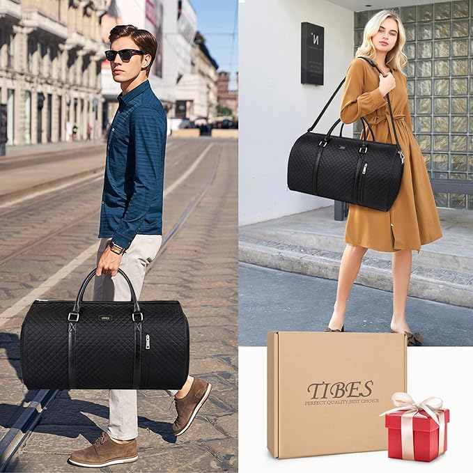 Convertible 2-in-1 Garment Bags for Travel, 50L Carry On Garment Duffle Bag With Shoe Compartment Large Weekender Bag for Women Men Hanging Suitcase Suit Travel Duffel Overnight Bags