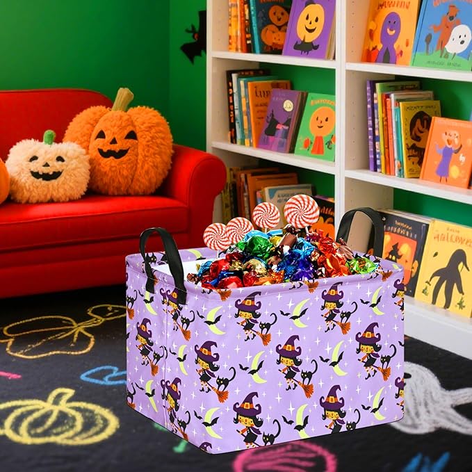 KUNRO Pumpkin Pattern Storage Basket Gift Shelf Basket Storage Bin, Nursery Basket Organizer Box for With Handles for Room Deco