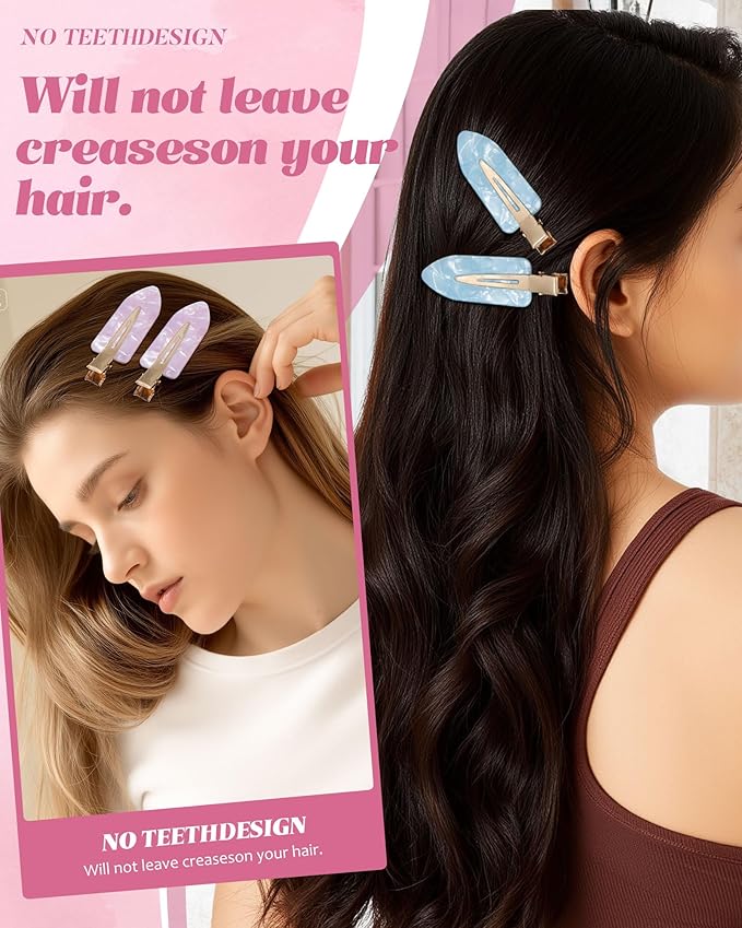 6PCS Acrylic Marbled Hair Claw Clips - Include No Bend No Crease Hair Clips and Medium Rhinestone Claw Clip, Cute Stylish Hair Accessories for Women Makeup, Strong Hold Non Slip for Thick Thin Hair