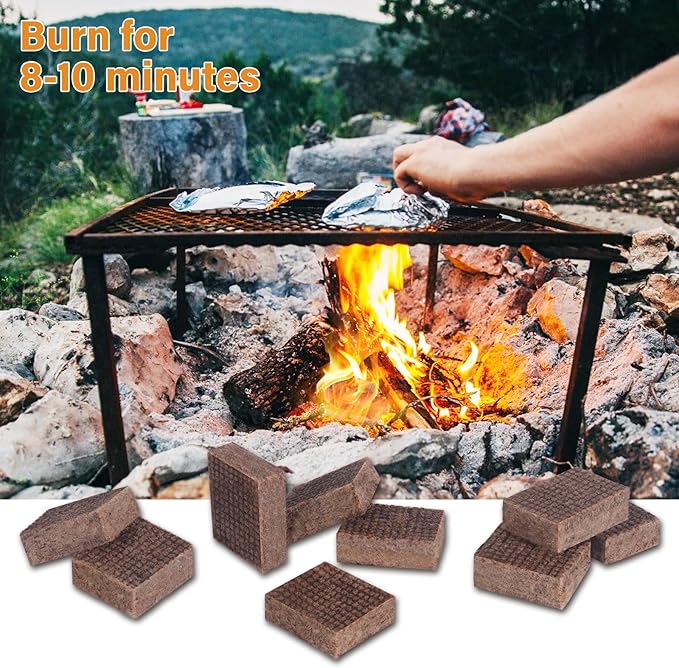 HGD Fire Starter, 128 Mini Square, Natural Fire Starters for BBQ, Campfire, Fireplace, Charcoal, Wood Stove, Chimney, Fire Pit, Grill, Smoker, Indoor Outdoor Use