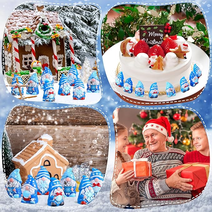 Yaomiao 40 Pcs Winter Mini Resin Gnomes Figures Resin Mini Statues Maple Leaves Pumpkin Snowflake Gnomes Table Decor for Winter Fall Christmas Festive Home Kitchen Tiered Tray