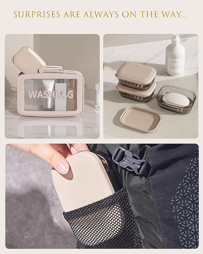 Travel Soap Case, Leakproof Soap Container with Lid, Portable Bar Soap Holder for Traveling, Soap Dishe for Bathroom, Shower, Gym, School, Camping, Vacation, Outdoor,Travel Essentials