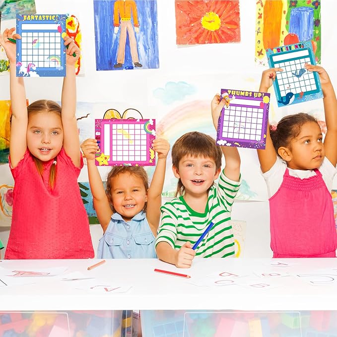 100 Pieces Sticker Charts for Kids Incentives Reward Chart for Kids Behavior in 10 Designs with 2800 Mini Star Stickers Dry Erase Chore for Classroom Teaching or Home Using