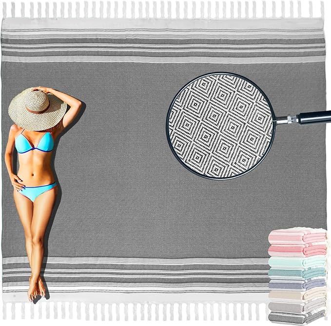 Oversized Turkish Beach Towel Blanket Cotton Giant XL Sandproof Towels Huge Linen XXL Extra Large Big Throw Quilt Blankets for Adults Cloud Travel Camping Glamping Accessories Essentials