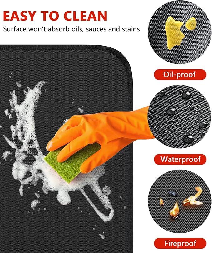 Protebox 90 x 48 inch Under Grill Mats for Outdoor Grill, Double-Sided Fireproof Deck and Patio Protector Mat, Waterproof Oil-Proof BBQ Floor Pad Indoor Fire Pit Fireplace Mat
