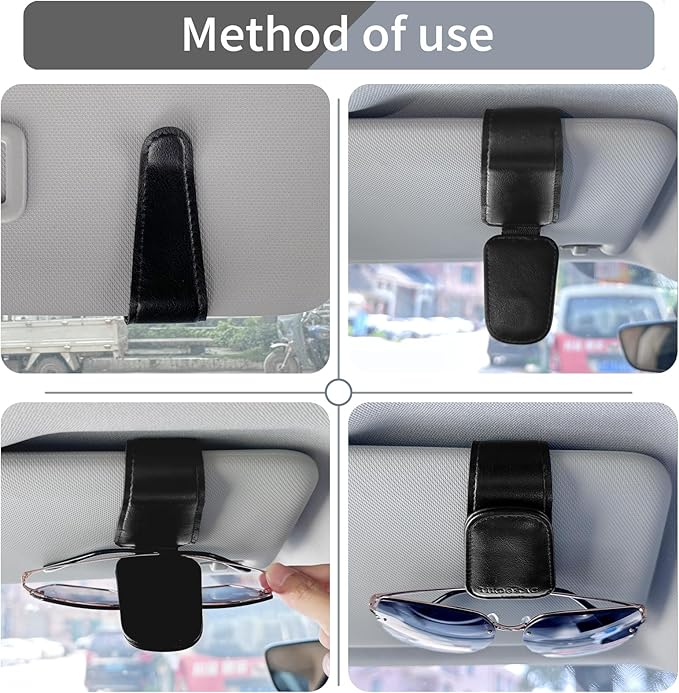 2 Pack Sunglass Holder Organizer Clip for Car Visor (Black Pink)