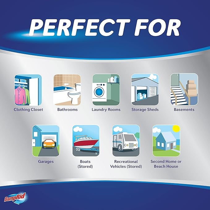 DampRid Fragrance Free Hanging Moisture Absorber, 15.4 oz., 6 Pack - Eliminates Musty Odors for Fresher Air, Ideal Moisture Absorbers for Closet, 10% More Moisture Absorbing Power*