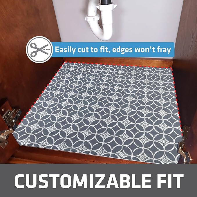 Drymate Premium XL Under Sink Mat, Waterproof Cabinet Protection Mats for Kitchen & Bathroom, Absorbent Shelf Liners, Slip-Resistant, Non-Adhesive, Machine Washable (USA Made)(24”x59”)(Indigo Grey)