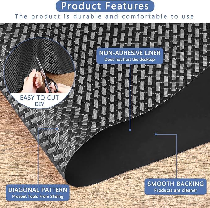 HooTown Shelf Liner Kitchen Cabinet Drawer Mats 11.8 Inch Wide x 157.5 Inch Long, Non Adhesive EVA Rubber Washable Waterproof Pantry Closet, Cupboard, Drawer Organizer Mat, Black