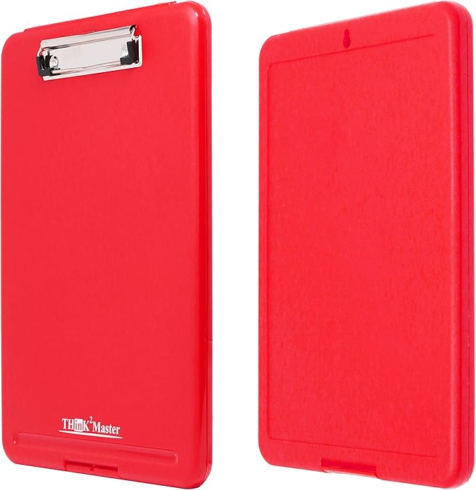 Think2Master Red Plastic Storage Clipboard. | 25% Heavier & 25% Sturdier| Heavy Duty and Won’t Flex or Bend Like Other Brands (Compare The Weight). Storage Compartment Holds 150 Letter Sized Paper.